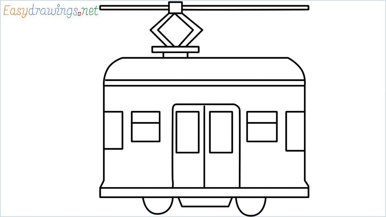 How to draw tram car step by step