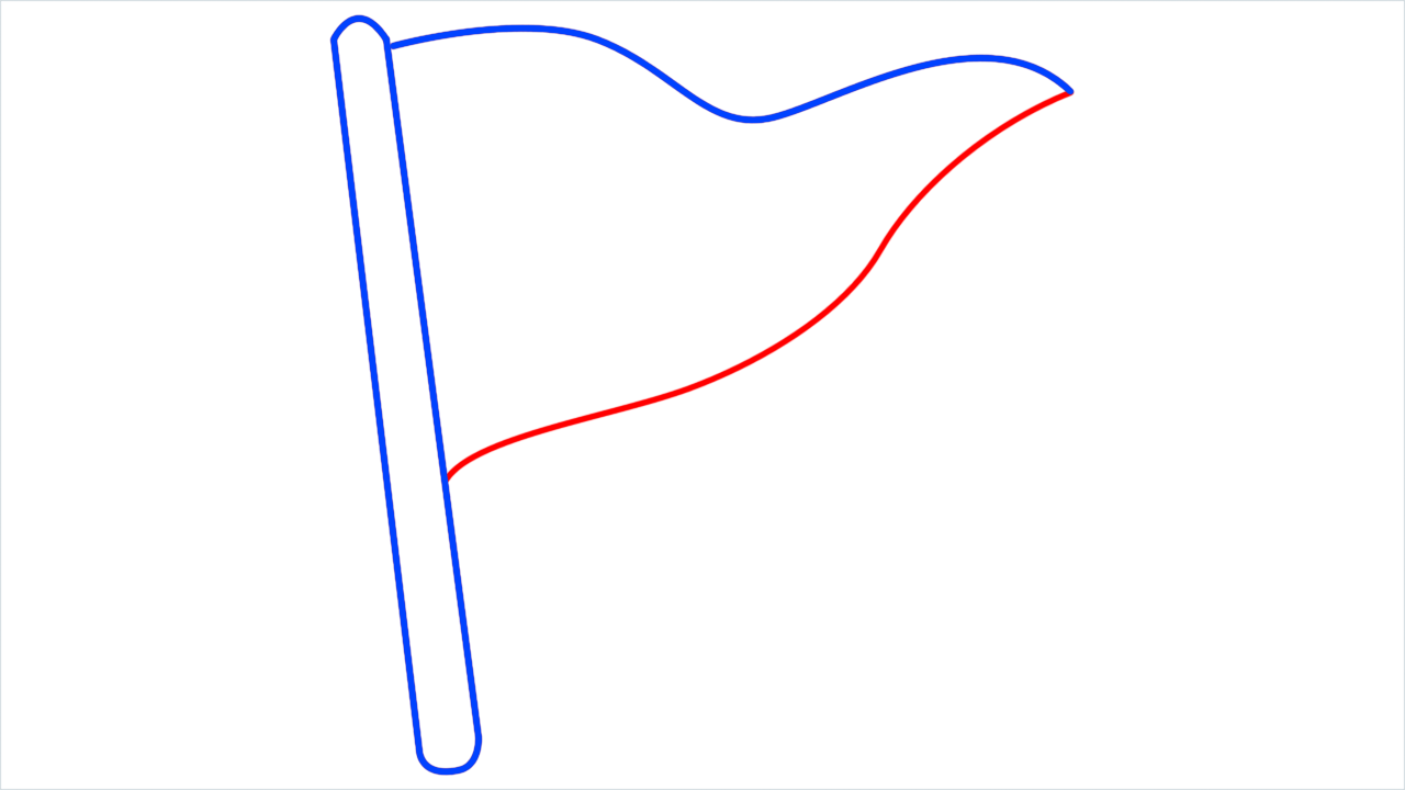 How to draw triangular flag step (4)