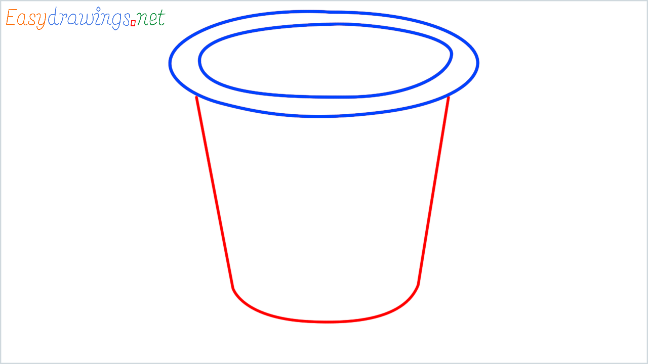 How to draw wastebasket step (3)