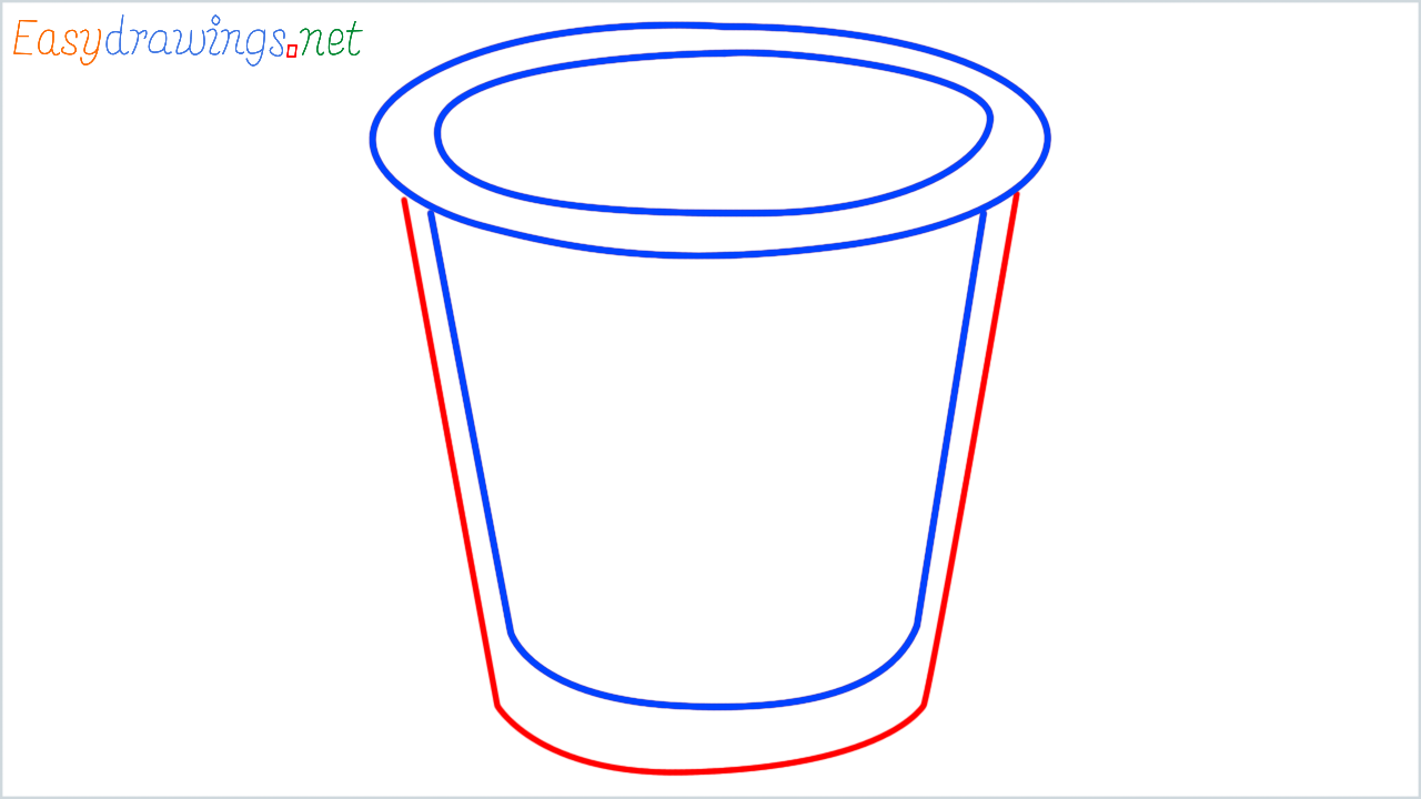 How to draw wastebasket step (4)