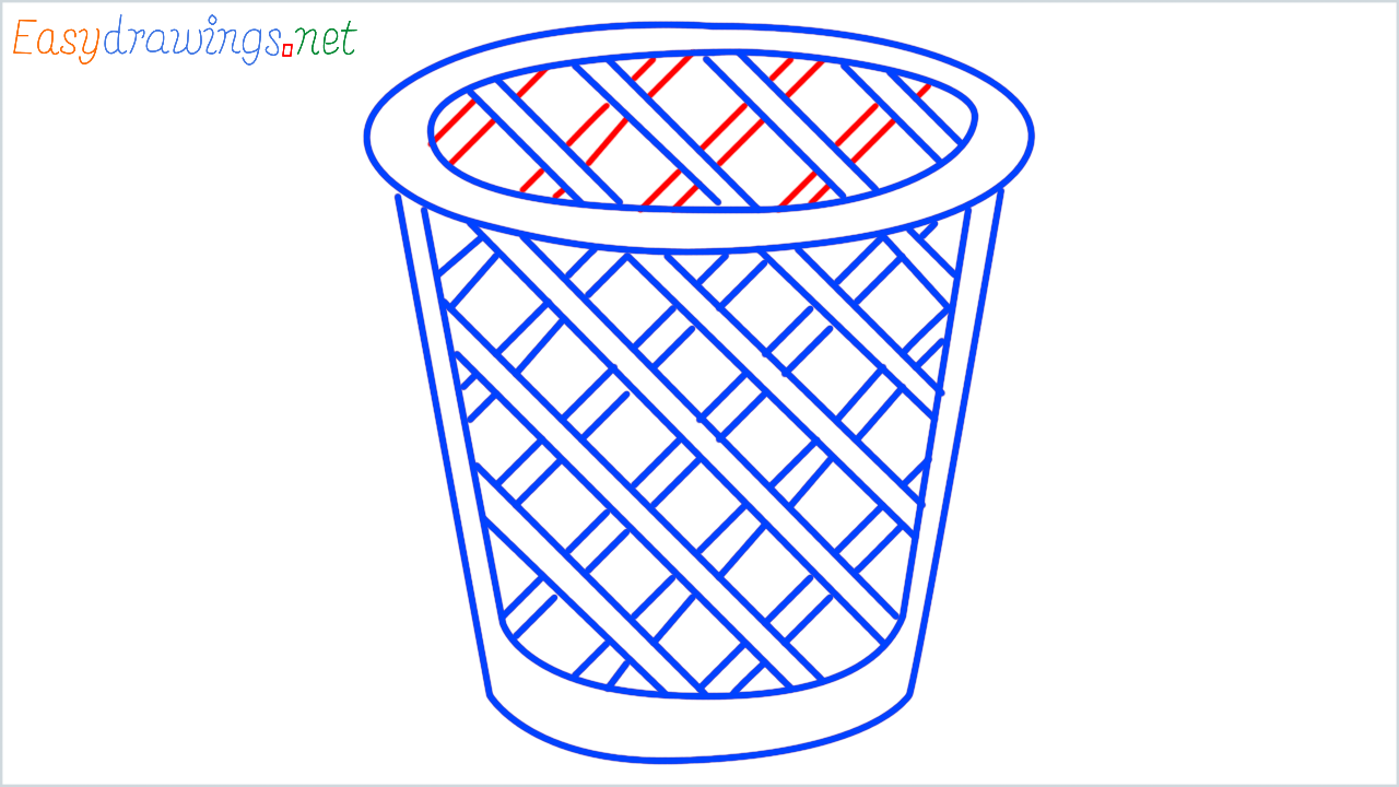 How to draw wastebasket step (8)