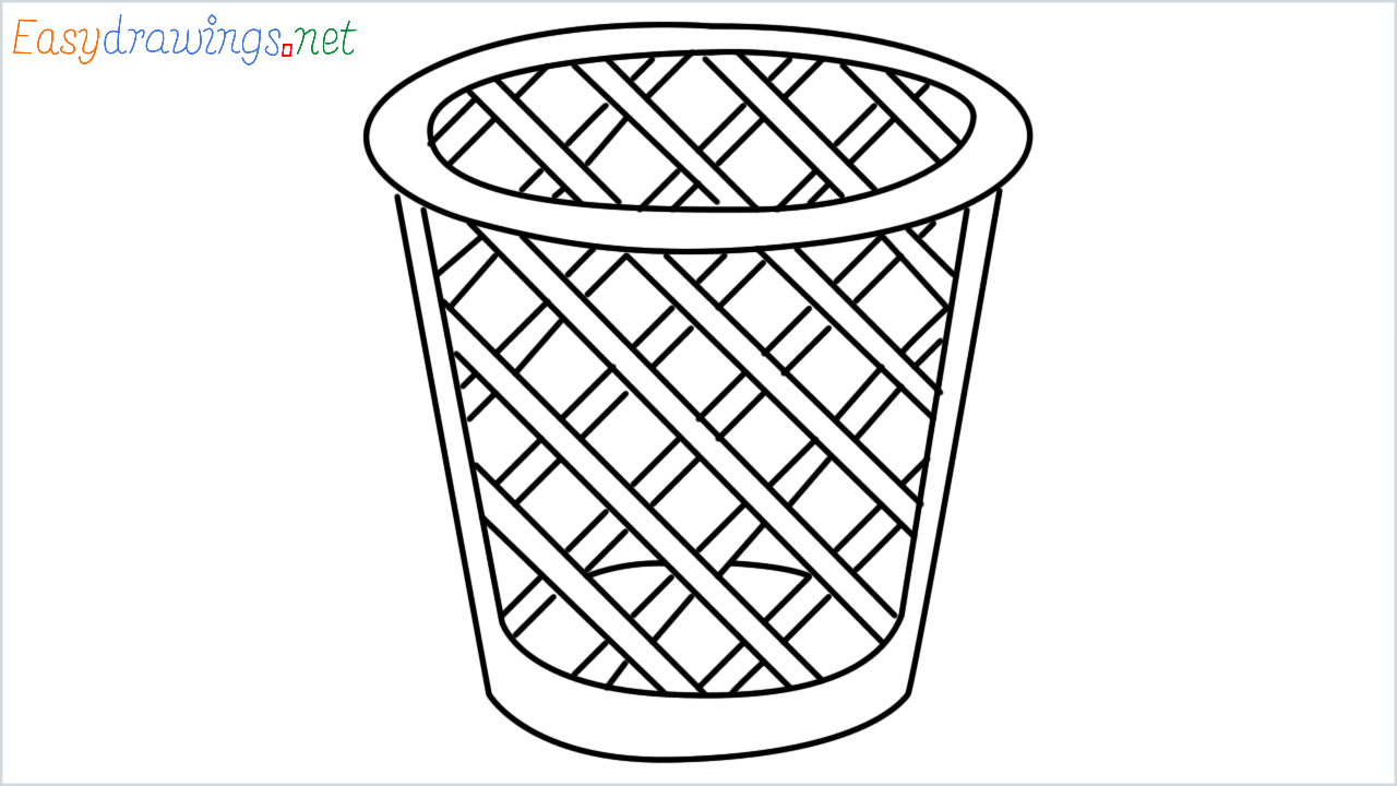 How to draw wastebasket step by step