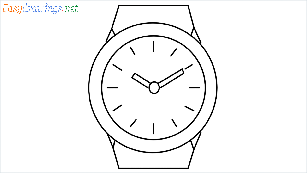 How to draw watch step by step