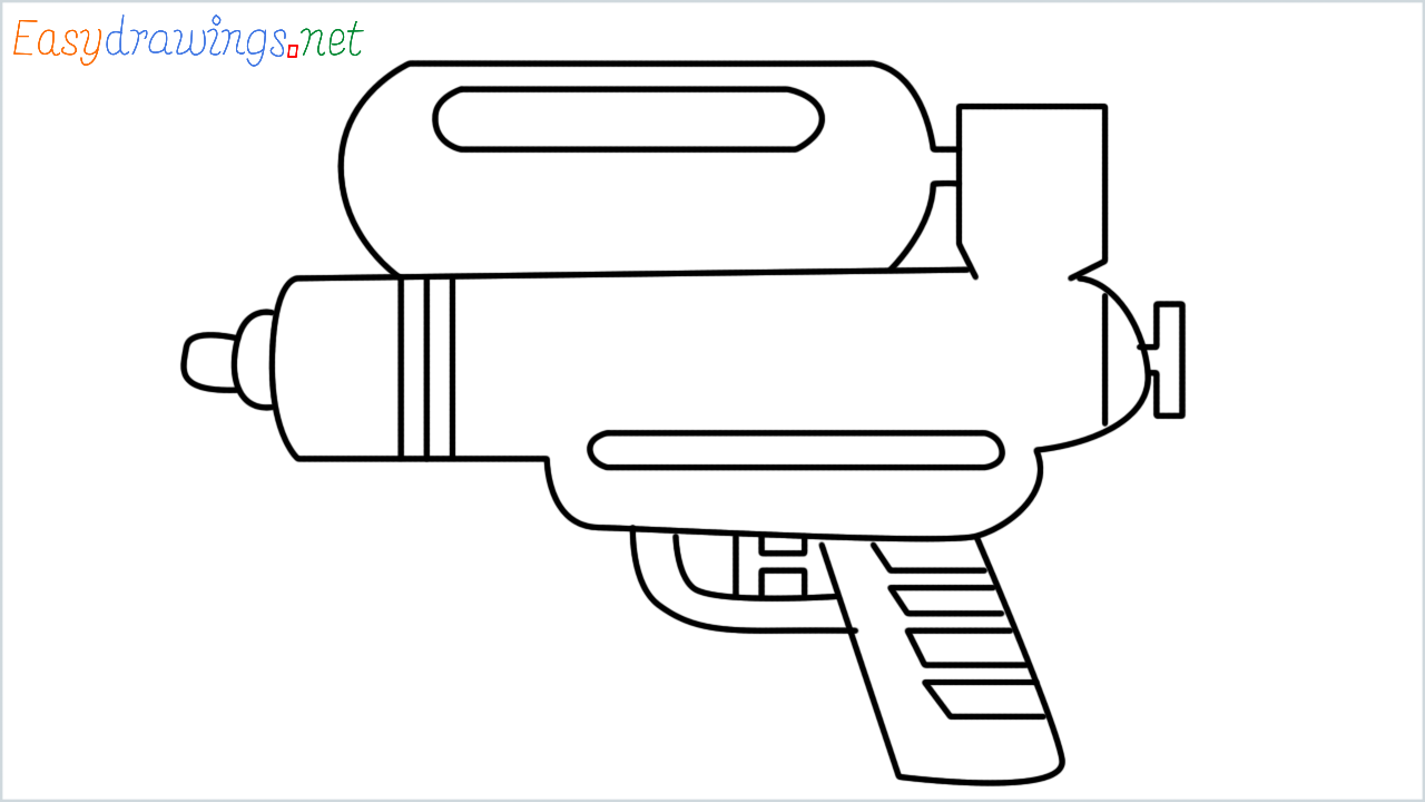 How to draw water pistol step by step