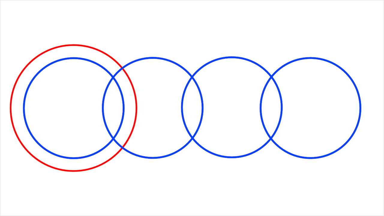 How to draw Audi Logo step (5)