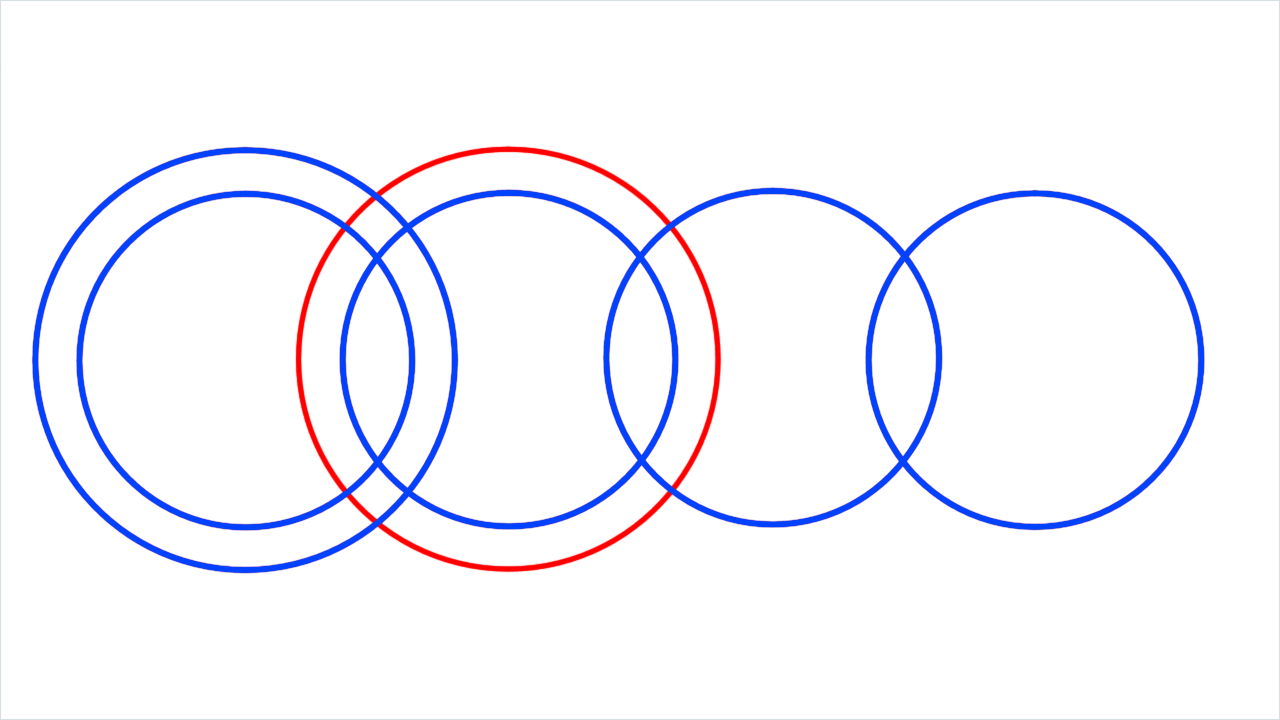 How to draw Audi Logo step (6)