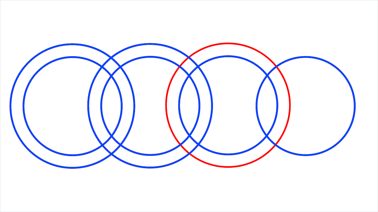 How to draw Audi Logo step (7)
