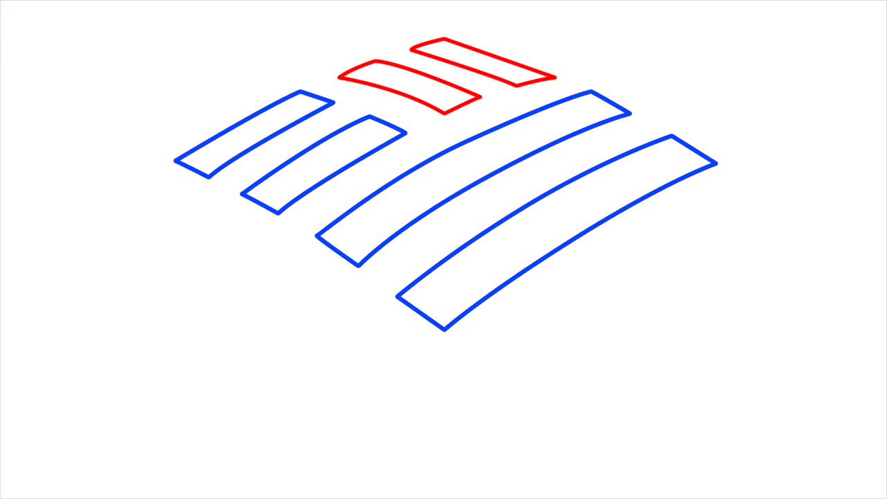 How to draw Bank of america Logo step (3)