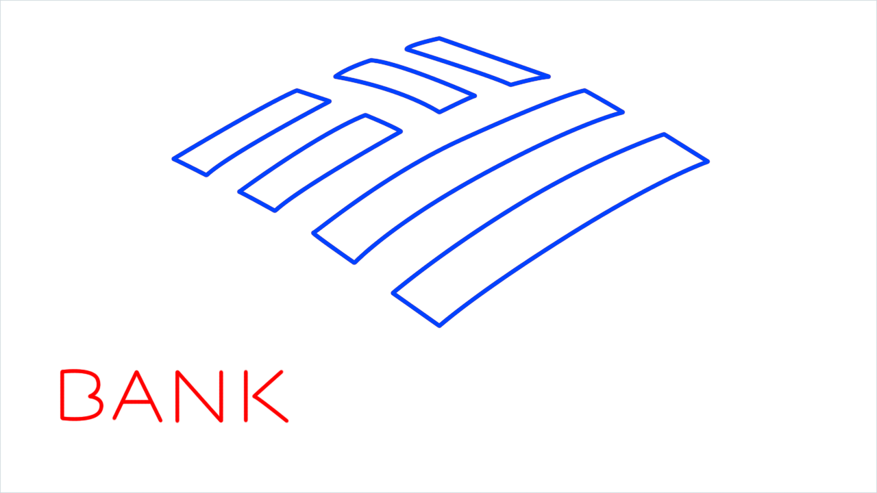 How to draw Bank of america Logo step (4)