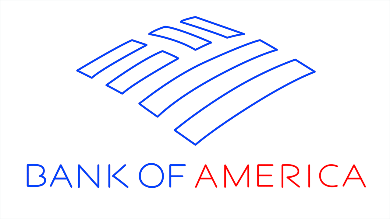 How to draw Bank of america Logo step (6)
