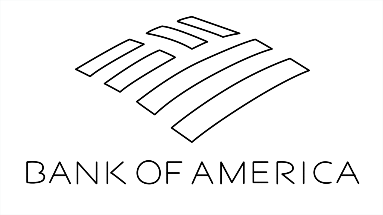 How to draw Bank of america Logo step by step for beginners