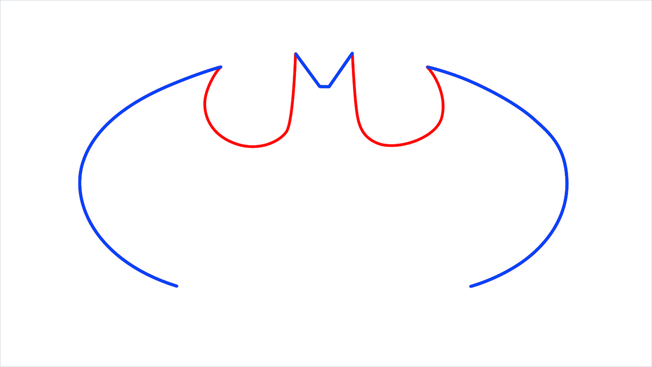 How to draw Batman logo step (3)