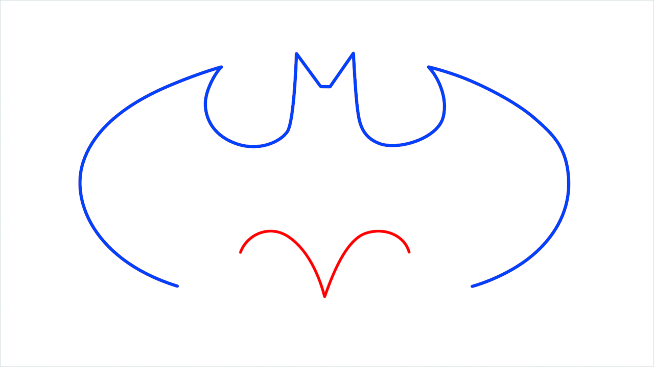 How to draw Batman logo step (4)