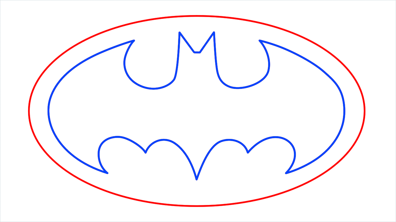 How to draw Batman logo step (6)
