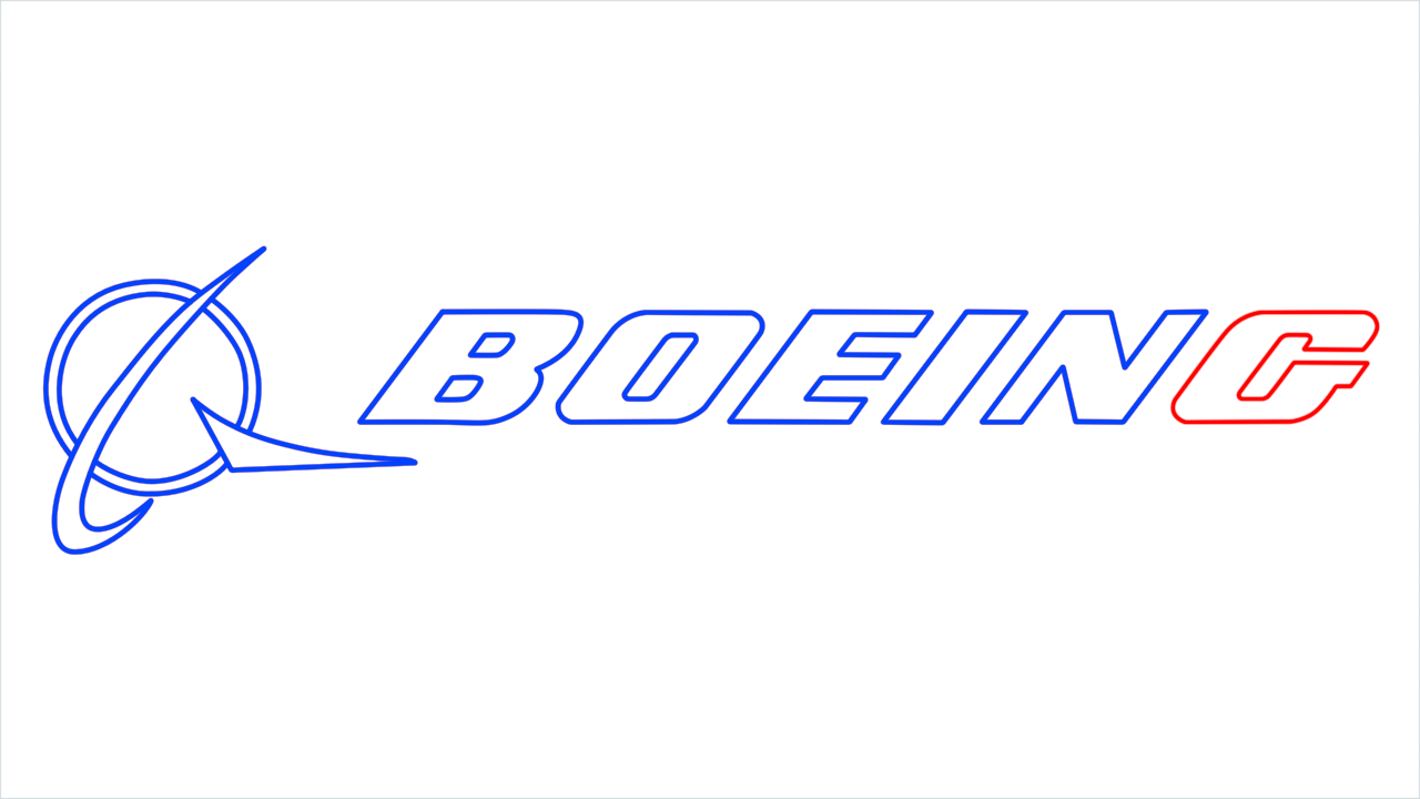 How to draw Boeing logo step (9)