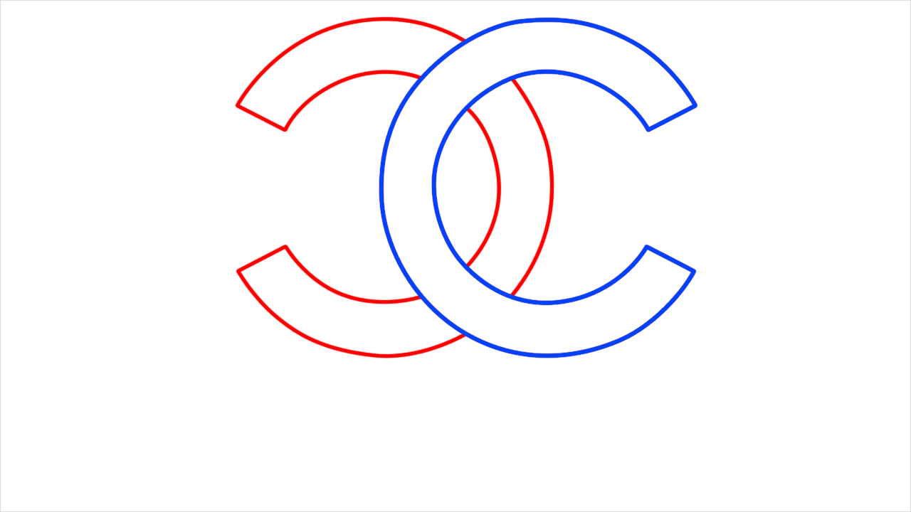 How to draw Chanel Logo step (2)