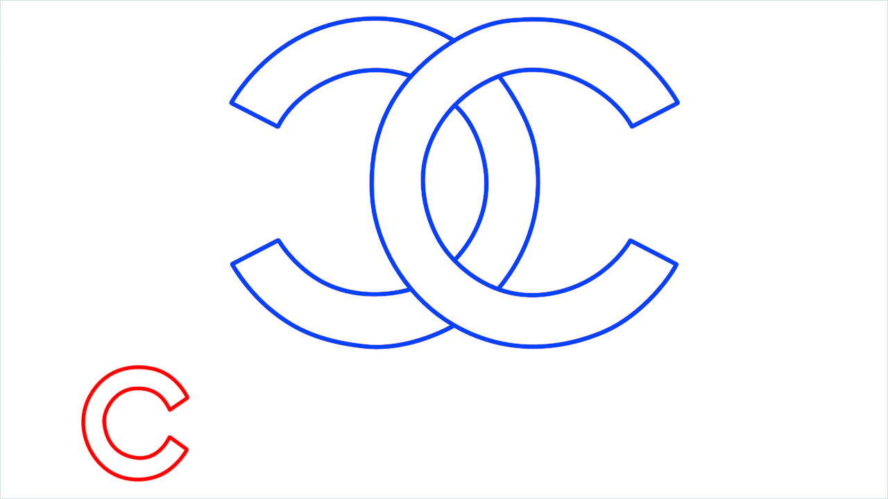How to draw Chanel Logo step (3)