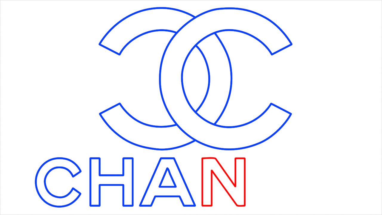 How to draw Chanel Logo step (6)