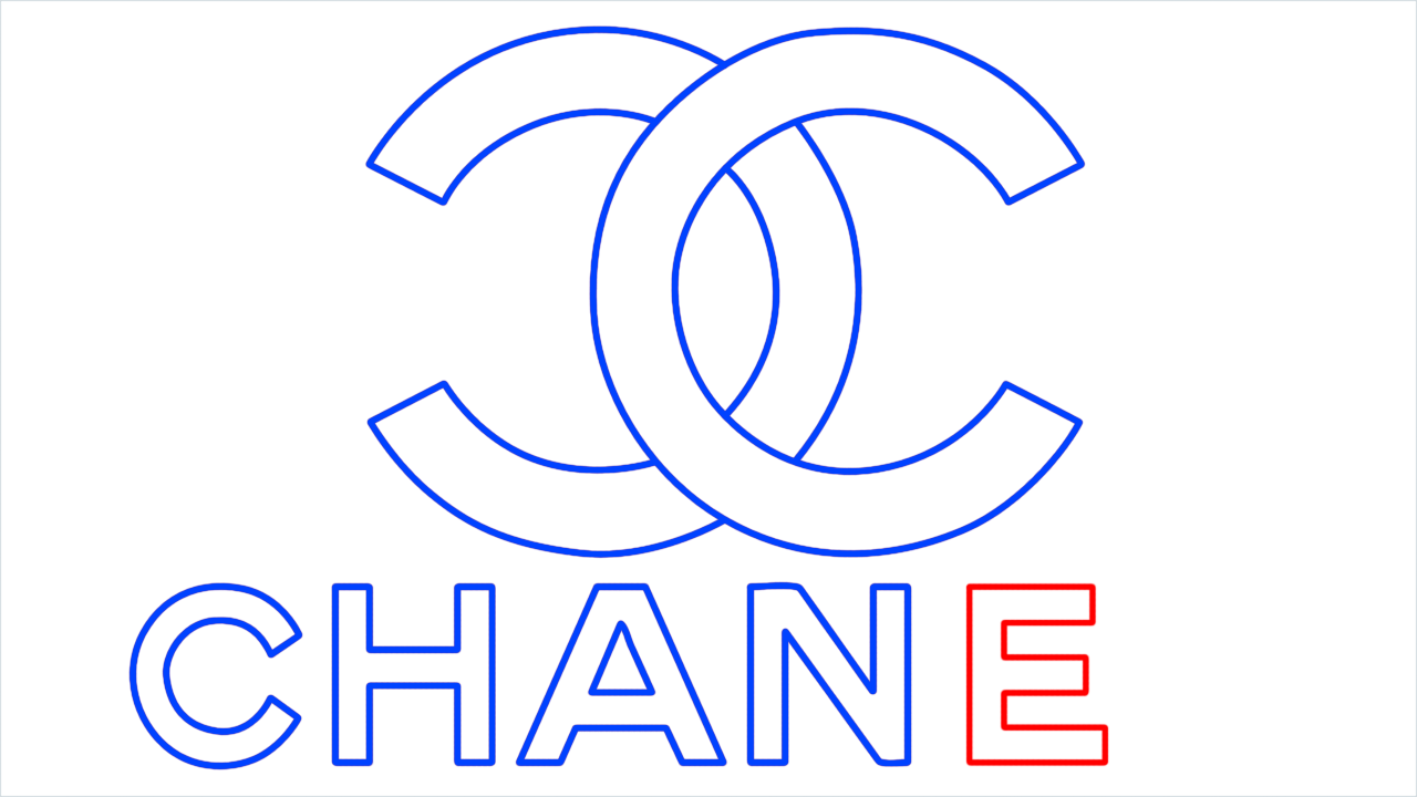 How to draw Chanel Logo step (7)