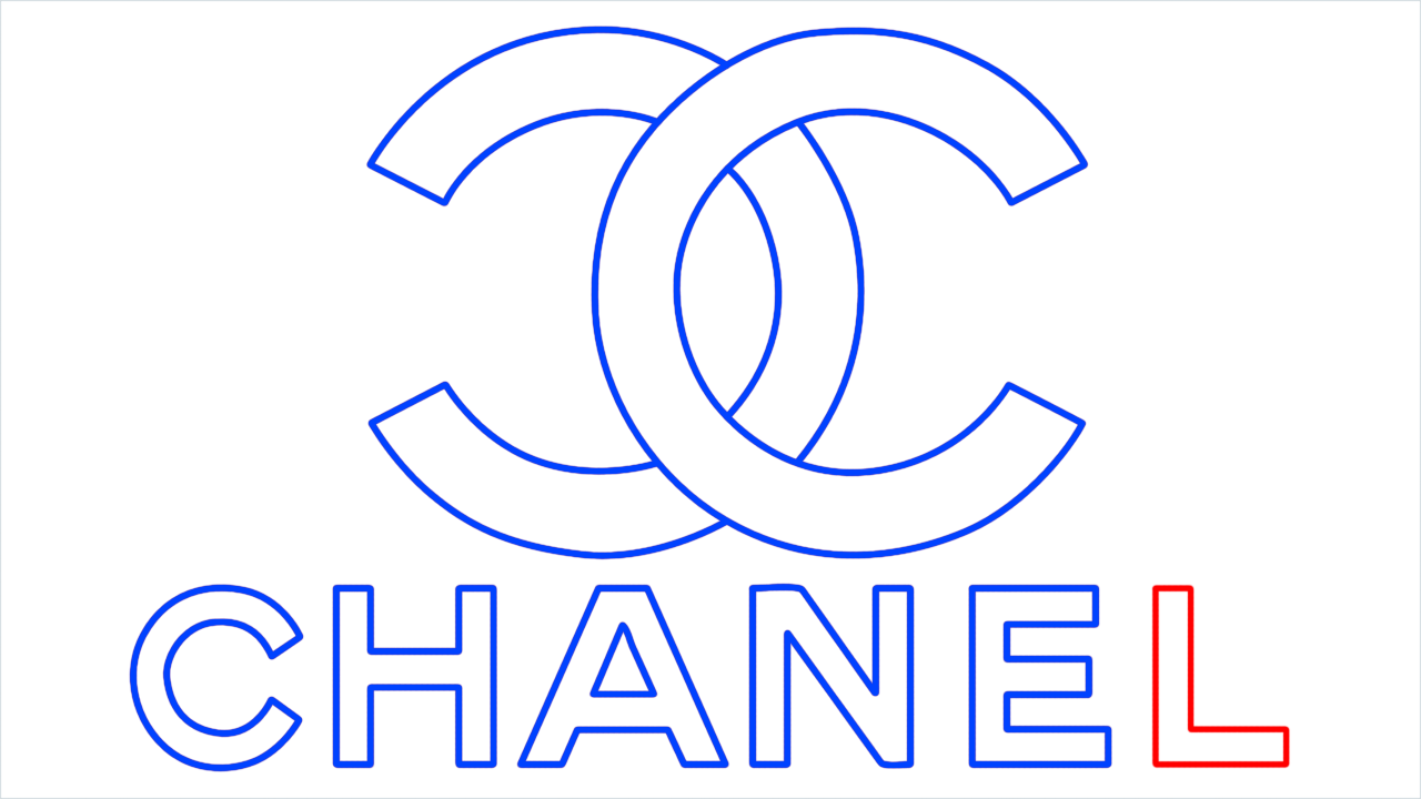 How to draw Chanel Logo step (8)