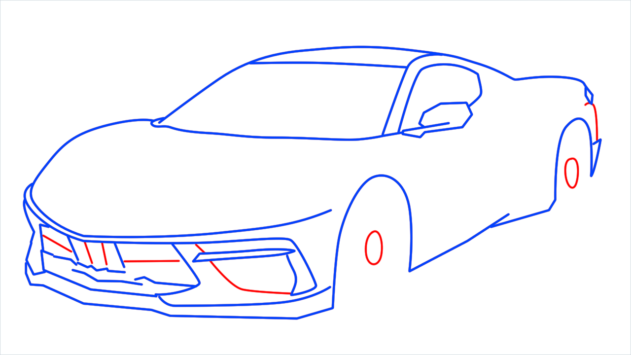How to draw Chevrolet Corvette C8 step (11)