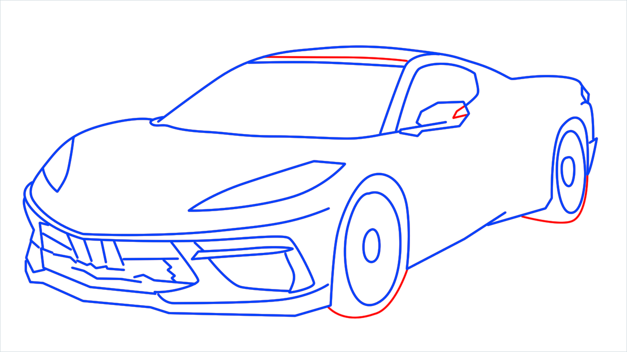 How to draw Chevrolet Corvette C8 step (13)