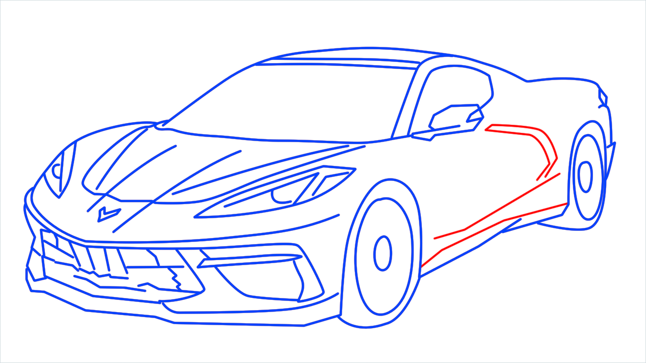 How to draw Chevrolet Corvette C8 step (17)
