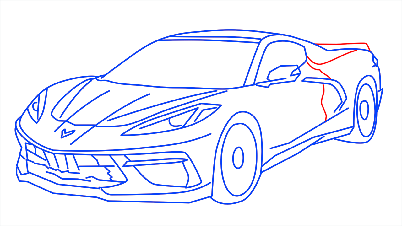 How to draw Chevrolet Corvette C8 step (18)