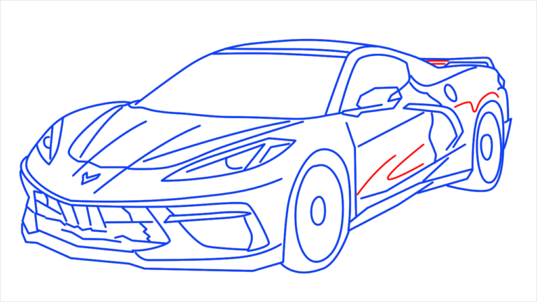 How To Draw Chevrolet Corvette C8 Step By Step - [20 Easy Phase]