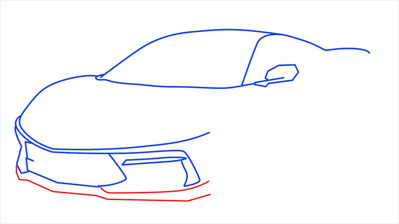 How to draw Chevrolet Corvette C8 step (7)