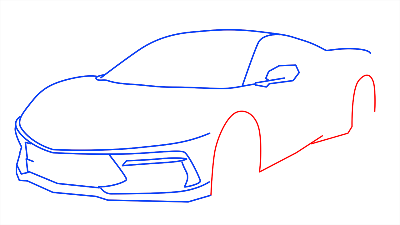How to draw Chevrolet Corvette C8 step (8)