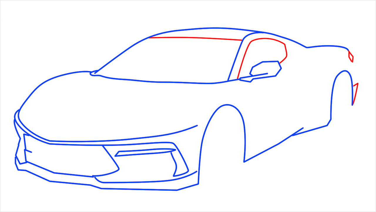 How to draw Chevrolet Corvette C8 step (9)