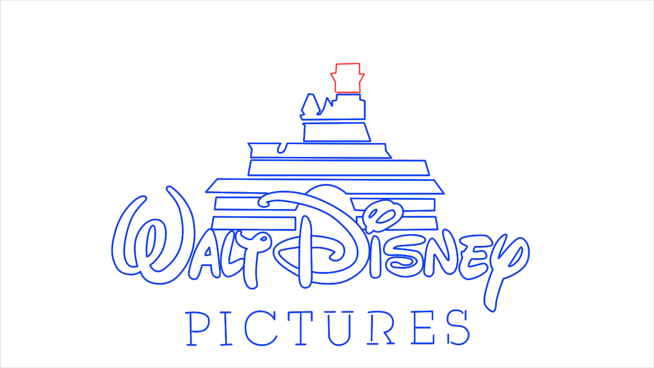 How to draw Disney Pictures Logo step (10)