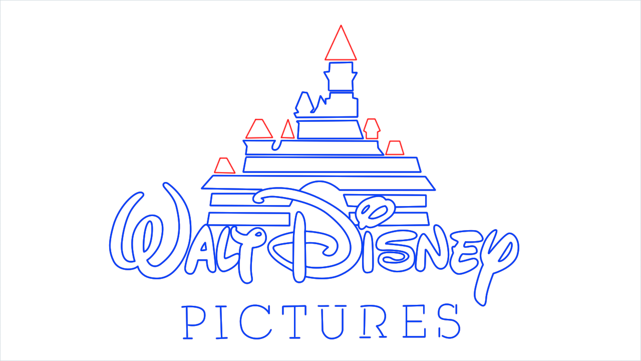 How to draw Disney Pictures Logo step (11)