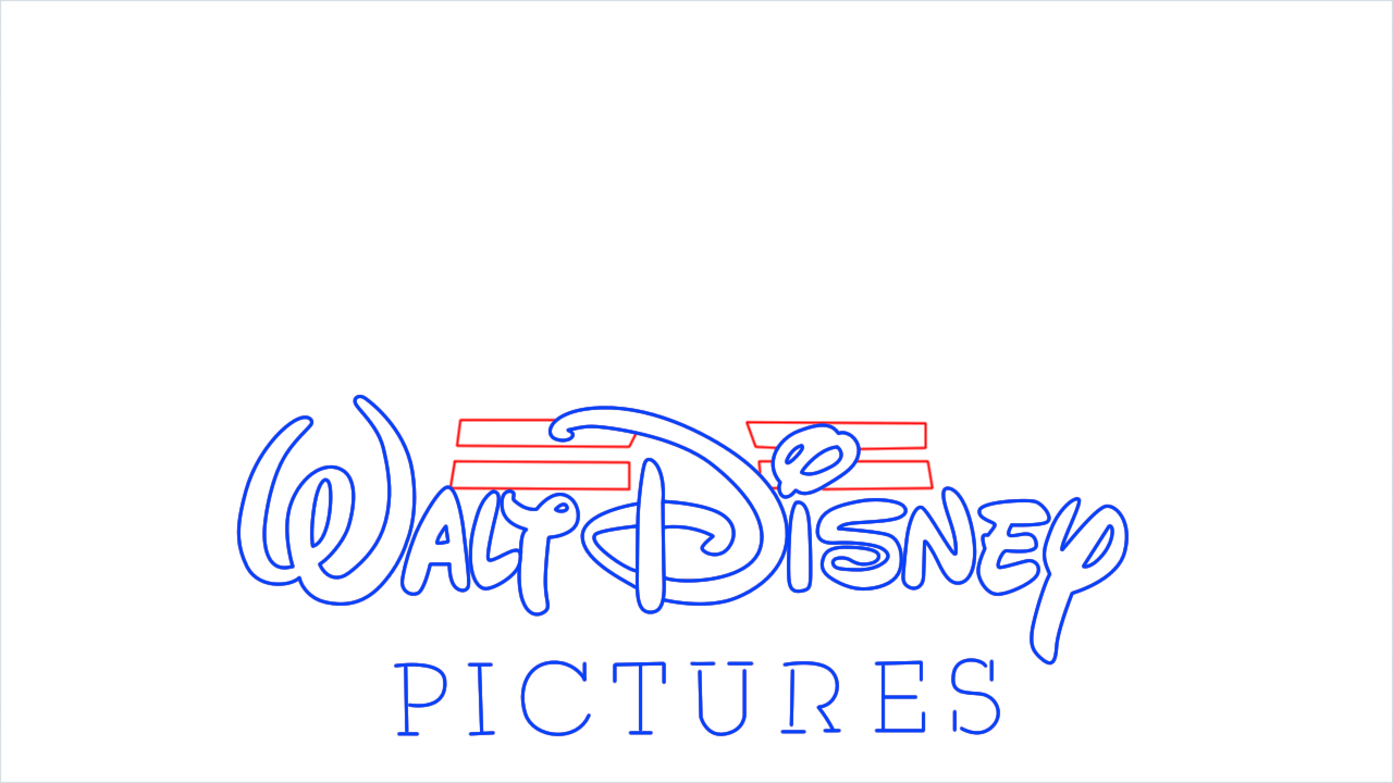 How to draw Disney Pictures Logo step (4)