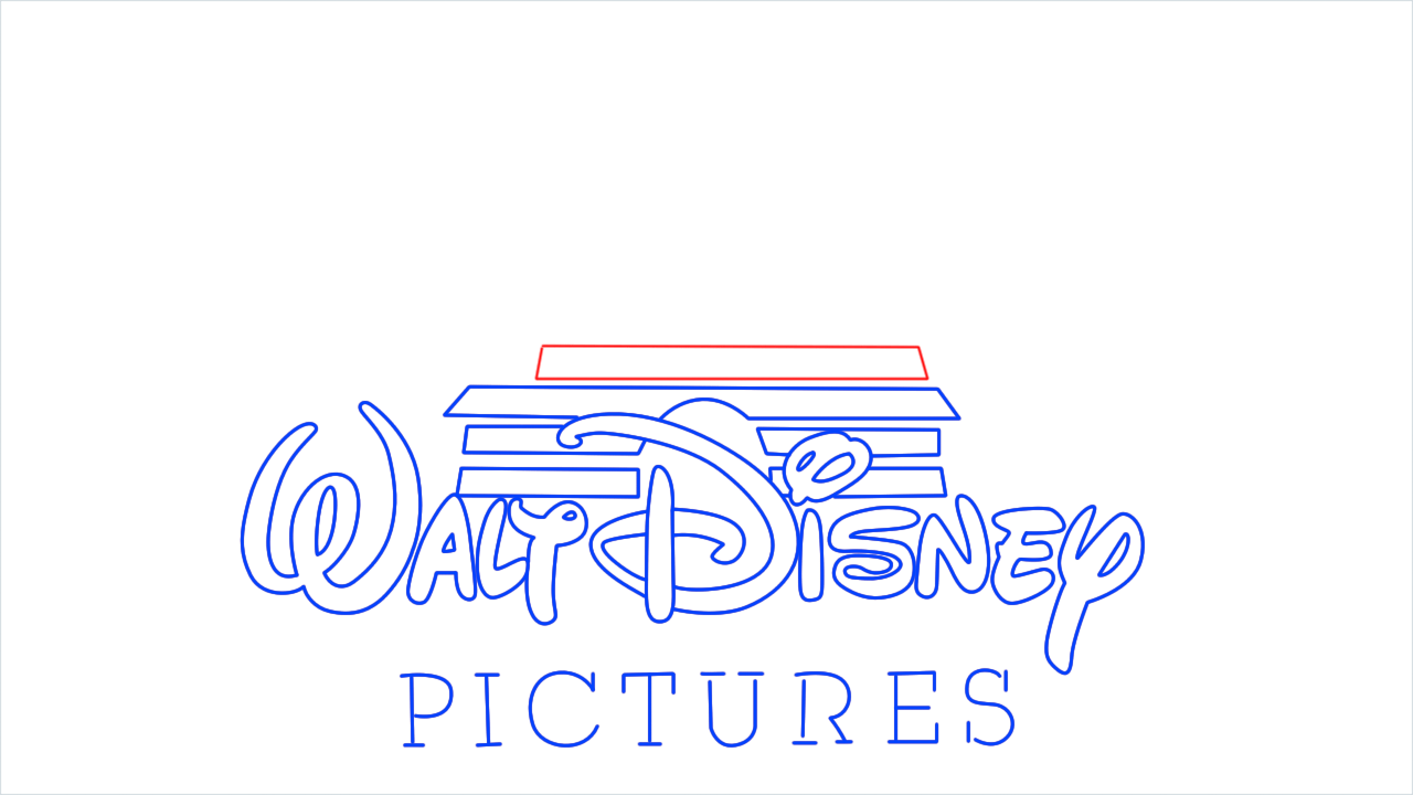 How to draw Disney Pictures Logo step (6)