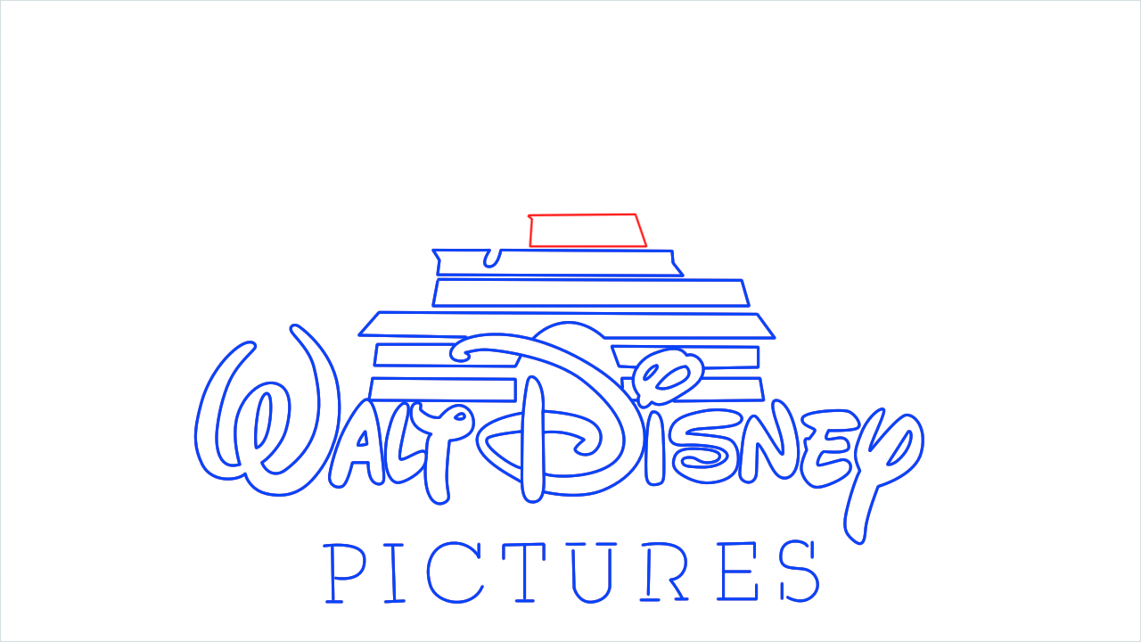 How to draw Disney Pictures Logo step (8)