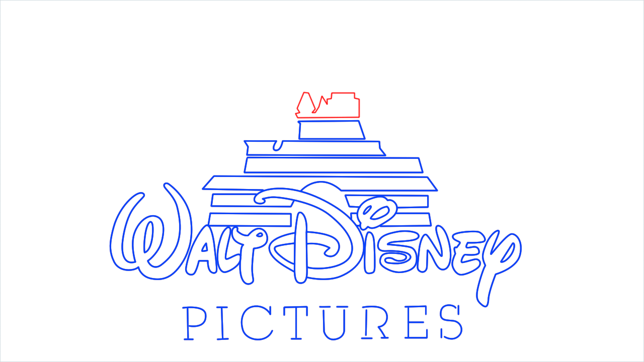 How to draw Disney Pictures Logo step (9)