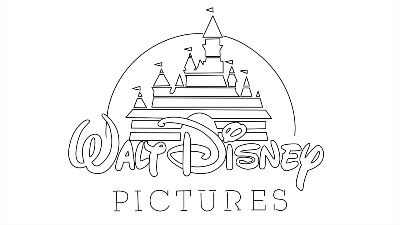How to draw Disney Pictures Logo step by step for beginners