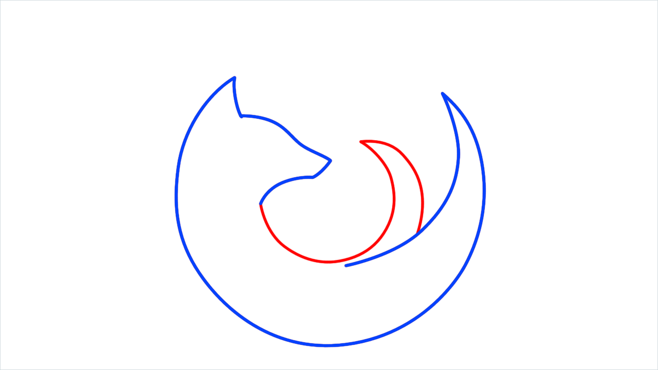 How to draw Firefox Logo step (3)