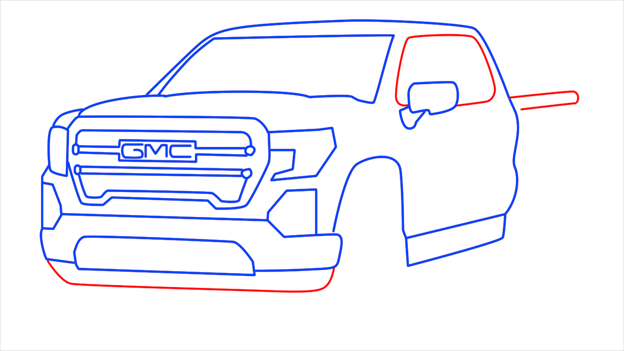 How to draw GMC sierra step (10)