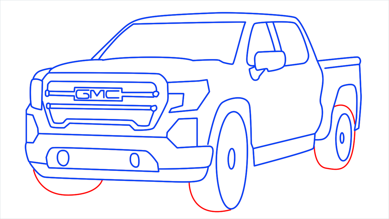 How to draw GMC sierra step (13)