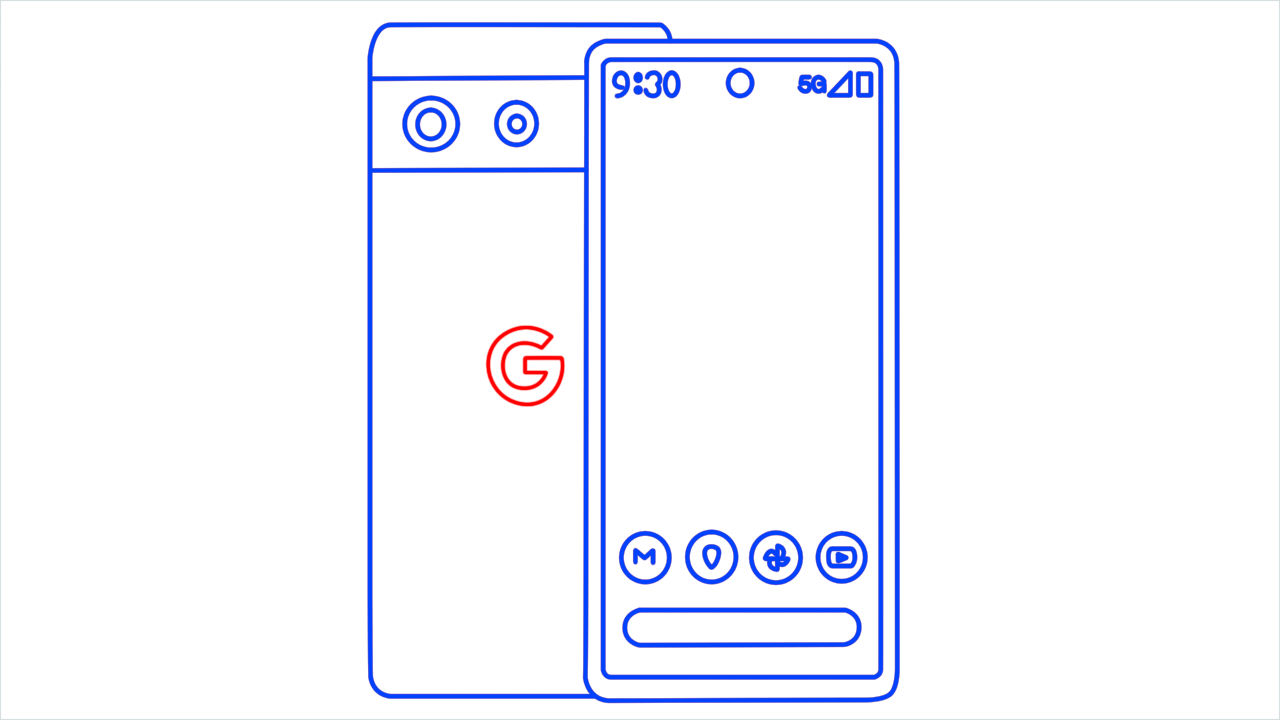 How to draw Google Pixel Phone step (8)