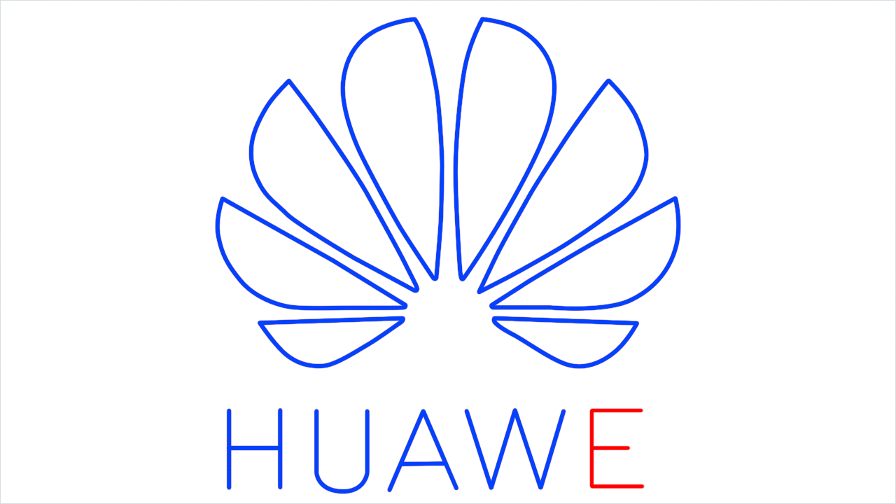 How to draw Huawei Logo step (9)