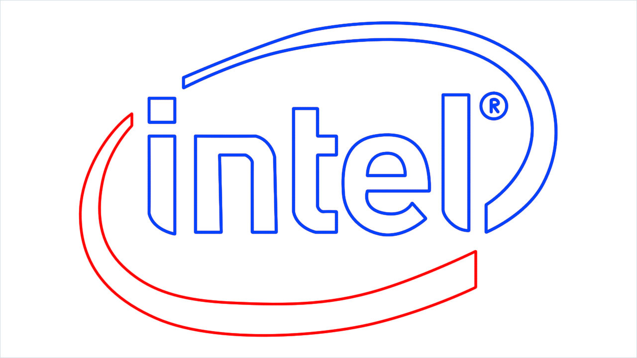 How to draw Intel Logo step (8)