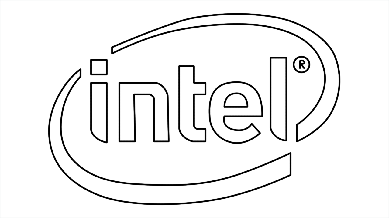How to draw Intel Logo step by step for beginners