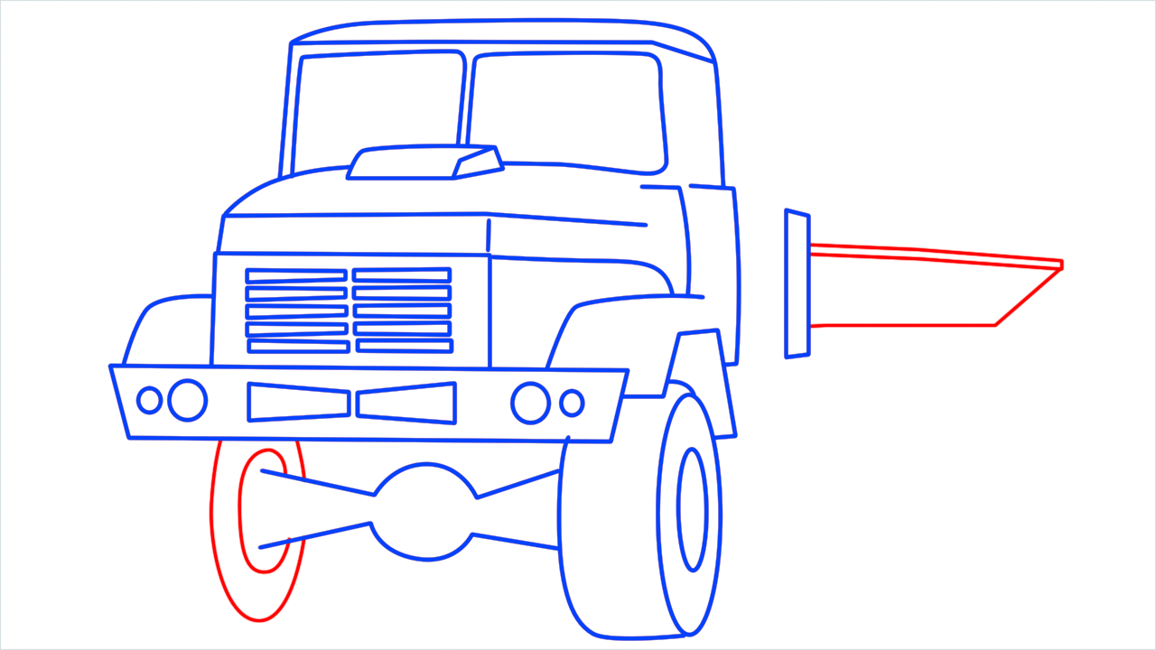 How to draw Kraz army truck step (10)
