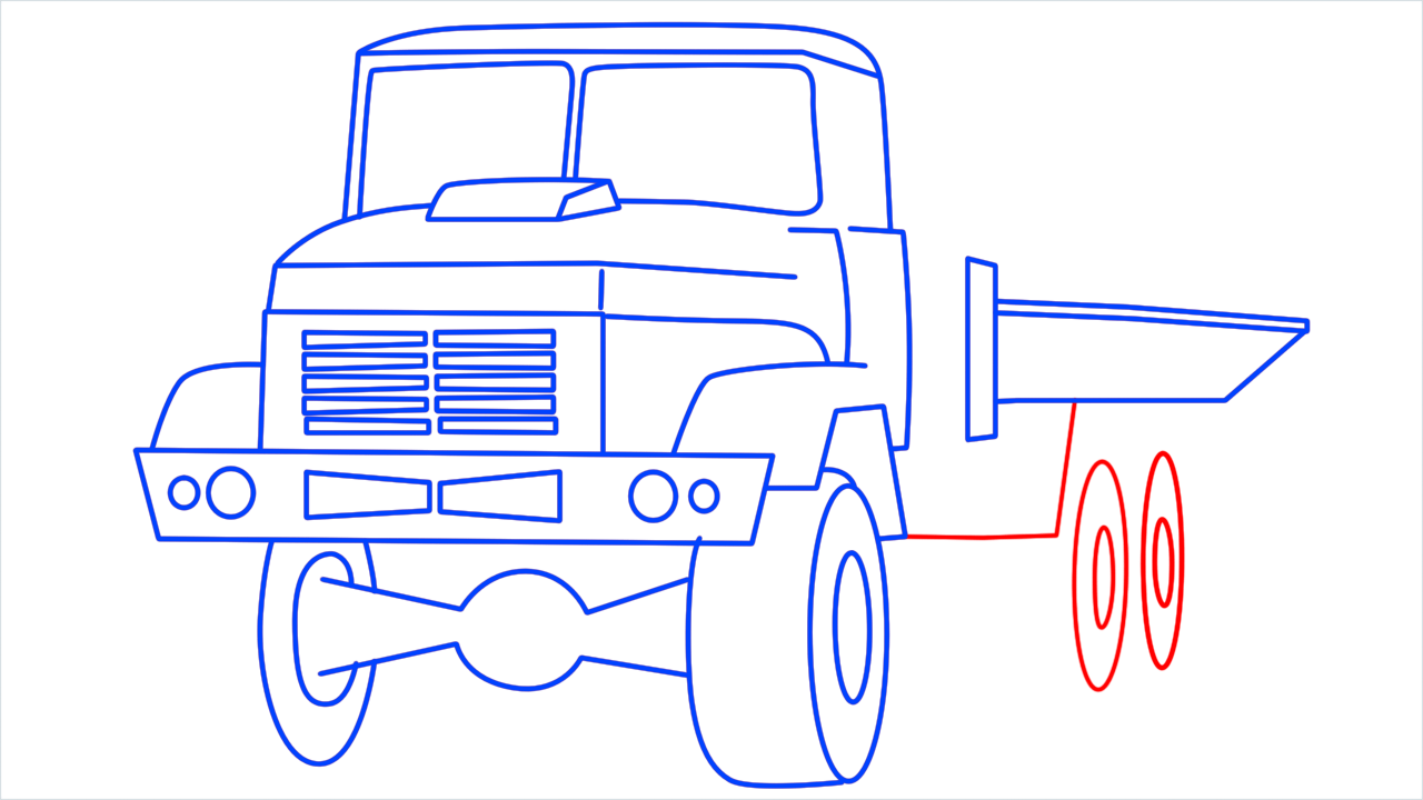 How to draw Kraz army truck step (11)