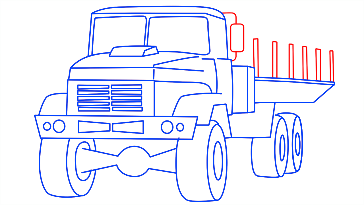 How to draw Kraz army truck step (13)