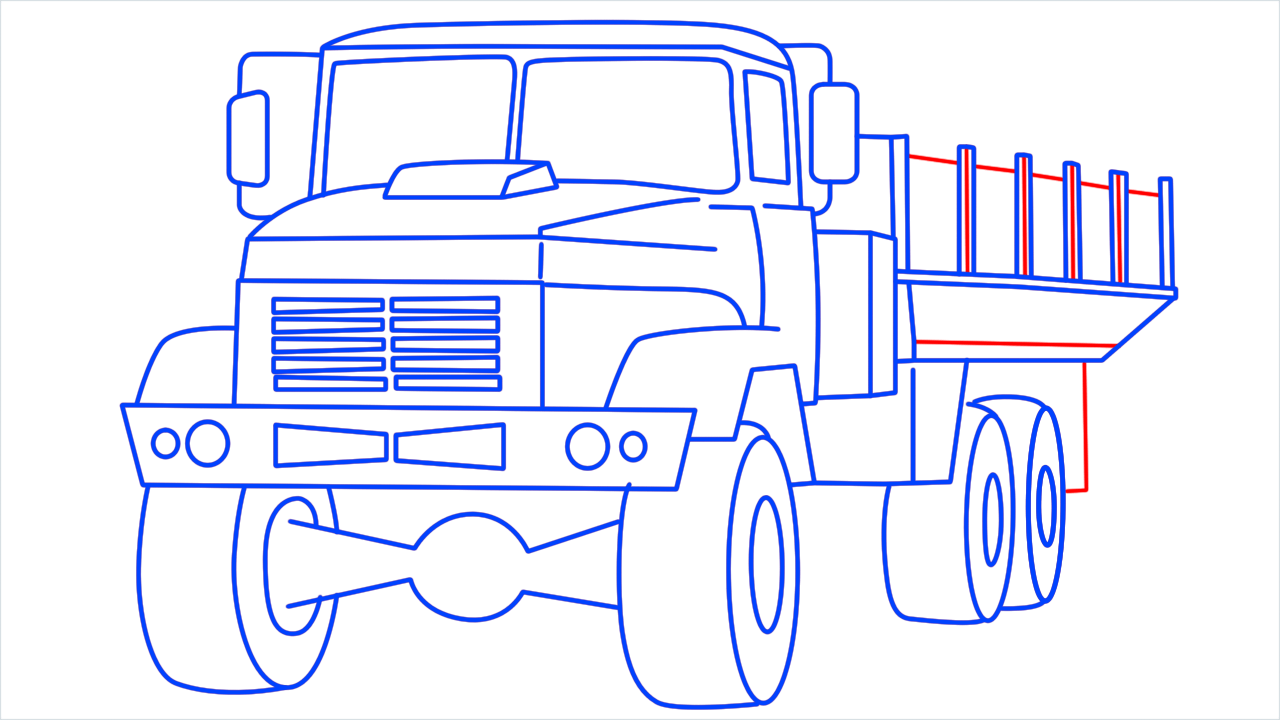 How to draw Kraz army truck step (15)